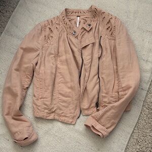 Free People Linen Bomber Jacket